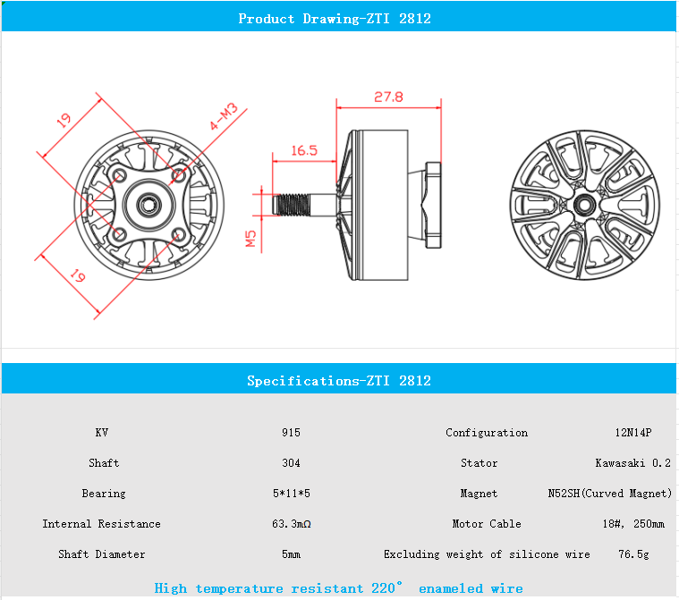 ZTINNOVATE ZTI 2812-915KV-1100kv-1325kv Military 220°C enameled wire