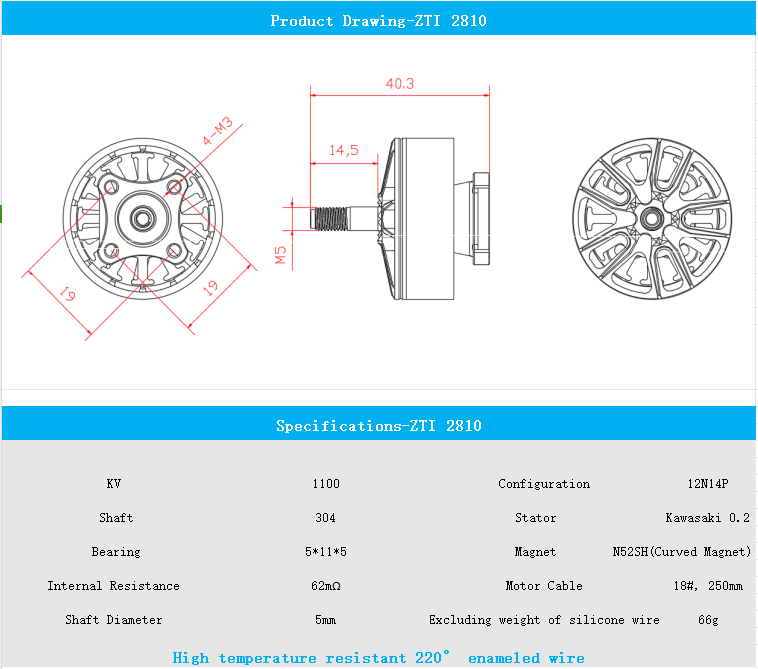 ZTINNOVATE ZTI 2810-1100KV-1350kv-1500kv Military 220°C enameled wire